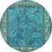 Round Animal Light Blue Traditional Rug, tr2198lblu