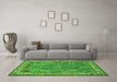 Machine Washable Animal Green Traditional Area Rugs in a Living Room,, wshtr2198grn