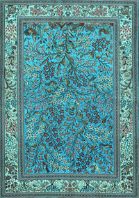 Animal Light Blue Traditional Rug, tr2198lblu