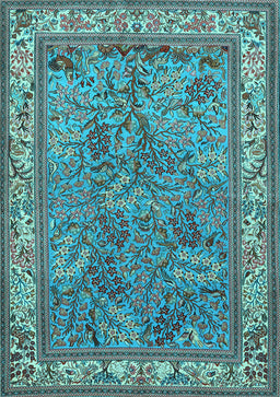 Animal Light Blue Traditional Rug, tr2198lblu