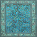 Square Animal Light Blue Traditional Rug, tr2198lblu