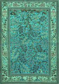 Animal Turquoise Traditional Rug, tr2198turq