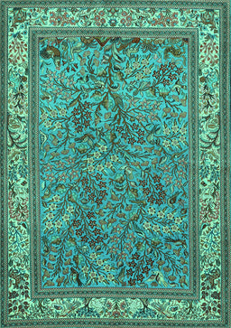 Animal Turquoise Traditional Rug, tr2198turq