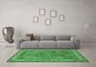 Machine Washable Animal Emerald Green Traditional Area Rugs in a Living Room,, wshtr2198emgrn