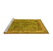 Sideview of Machine Washable Animal Yellow Traditional Rug, wshtr2198yw