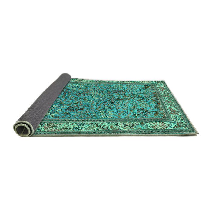 Sideview of Animal Turquoise Traditional Rug, tr2198turq