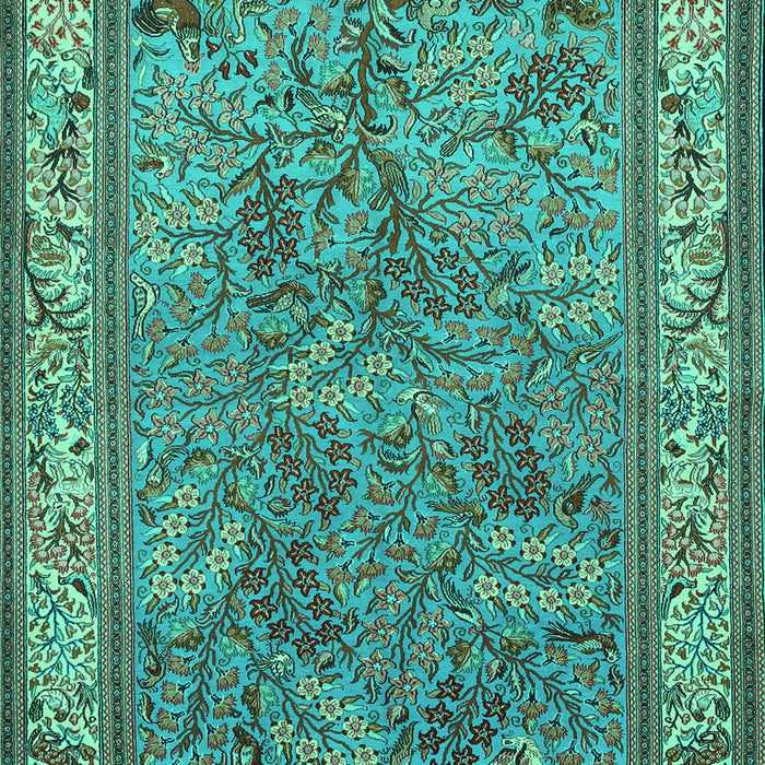 Machine Washable Animal Turquoise Traditional Area Rugs, wshtr2198turq