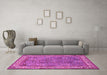 Machine Washable Animal Pink Traditional Rug in a Living Room, wshtr2198pnk