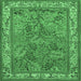 Square Animal Emerald Green Traditional Rug, tr2198emgrn