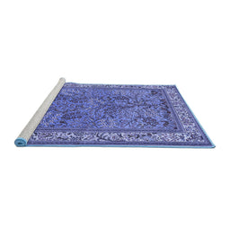 Sideview of Machine Washable Animal Blue Traditional Rug, wshtr2198blu