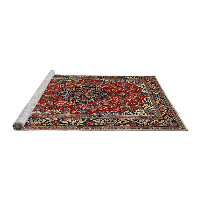 Sideview of Machine Washable Traditional Saffron Red Rug, wshtr2199