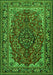 Serging Thickness of Machine Washable Medallion Green Traditional Area Rugs, wshtr2199grn