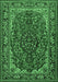 Machine Washable Medallion Emerald Green Traditional Area Rugs, wshtr2199emgrn