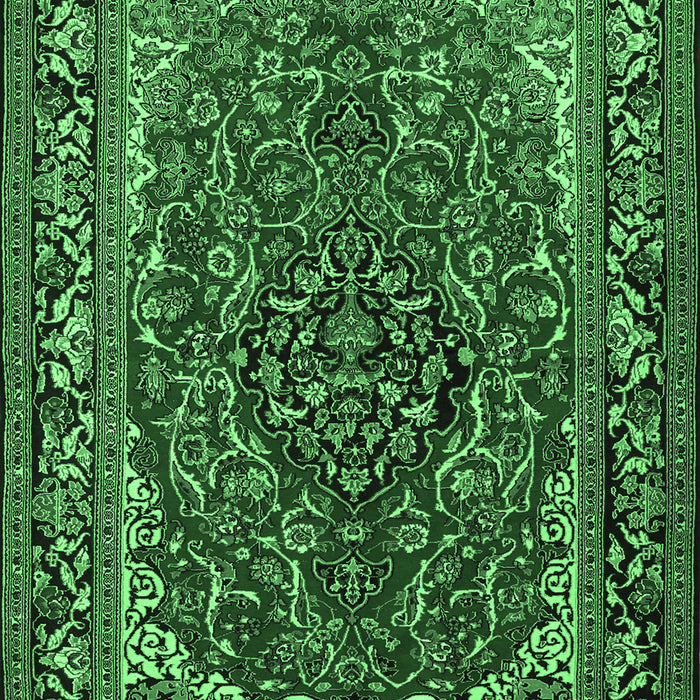 Machine Washable Medallion Emerald Green Traditional Area Rugs, wshtr2199emgrn