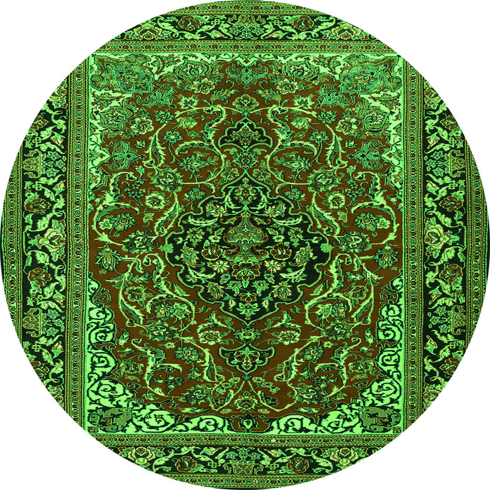 Square Medallion Green Traditional Rug, tr2199grn