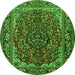 Square Medallion Green Traditional Rug, tr2199grn