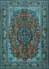 Medallion Light Blue Traditional Rug, tr2199lblu