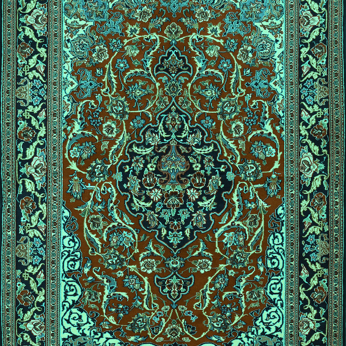 Machine Washable Medallion Turquoise Traditional Area Rugs, wshtr2199turq