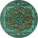 Round Medallion Turquoise Traditional Rug, tr2199turq