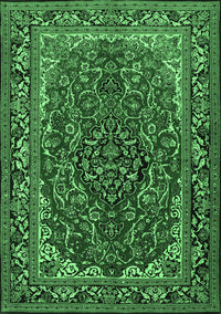 Medallion Emerald Green Traditional Rug, tr2199emgrn