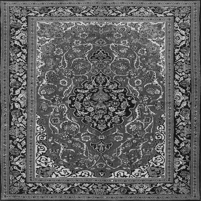 Round Machine Washable Medallion Gray Traditional Rug, wshtr2199gry