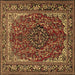 Square Medallion Brown Traditional Rug, tr2199brn