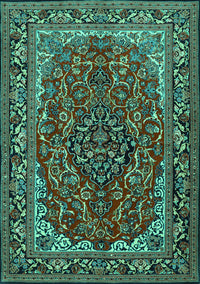 Medallion Turquoise Traditional Rug, tr2199turq