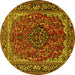 Round Medallion Yellow Traditional Rug, tr2199yw