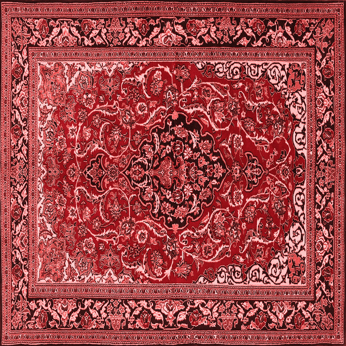Machine Washable Medallion Red Traditional Rug, wshtr2199red