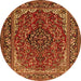 Square Medallion Orange Traditional Rug, tr2199org