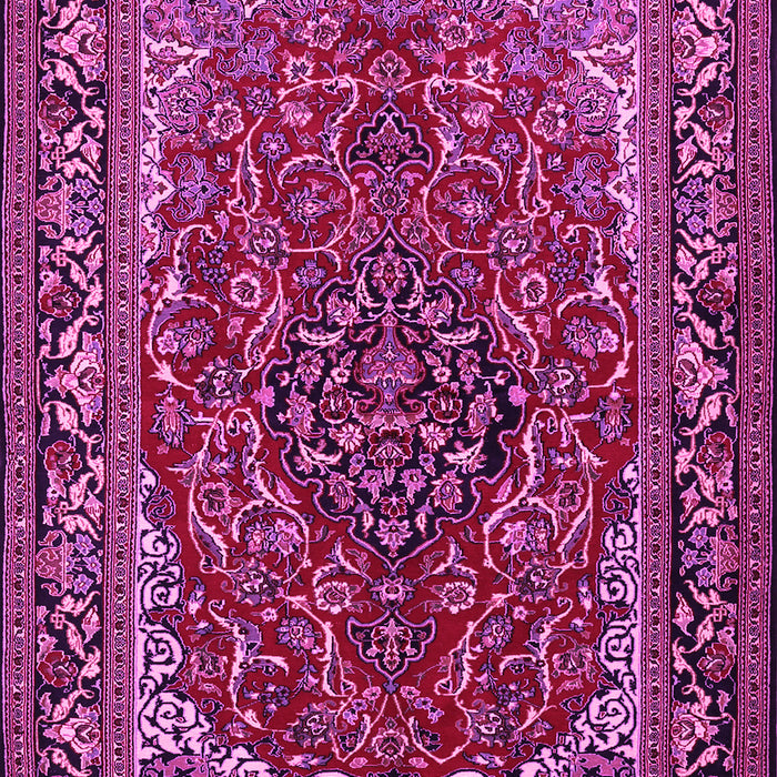 Machine Washable Medallion Pink Traditional Rug, wshtr2199pnk