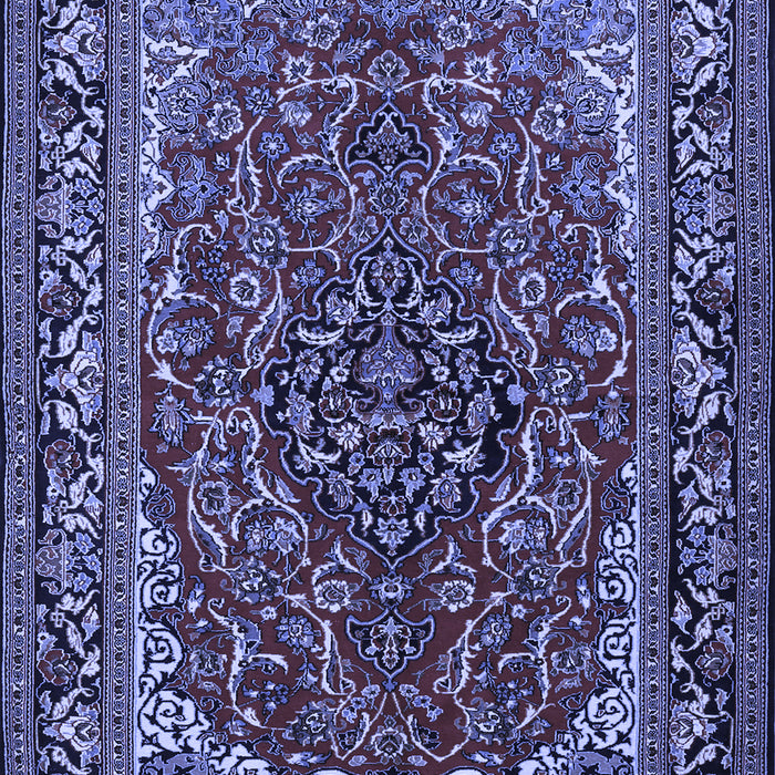 Machine Washable Medallion Blue Traditional Rug, wshtr2199blu