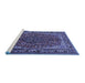 Sideview of Machine Washable Medallion Blue Traditional Rug, wshtr2199blu