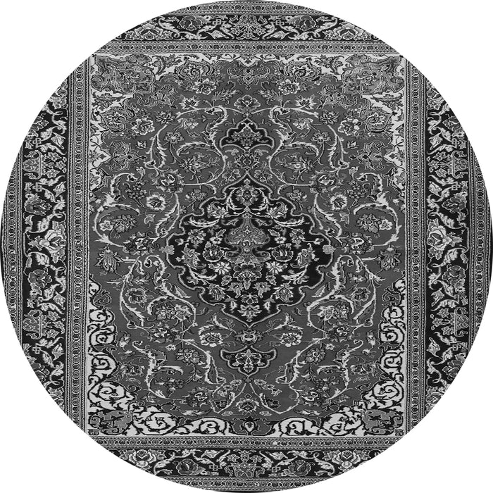 Machine Washable Medallion Gray Traditional Rug, wshtr2199gry