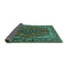 Sideview of Medallion Turquoise Traditional Rug, tr2199turq