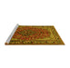 Sideview of Machine Washable Medallion Yellow Traditional Rug, wshtr2199yw