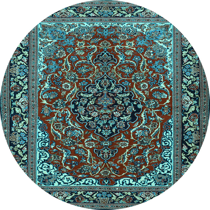 Round Medallion Light Blue Traditional Rug, tr2199lblu