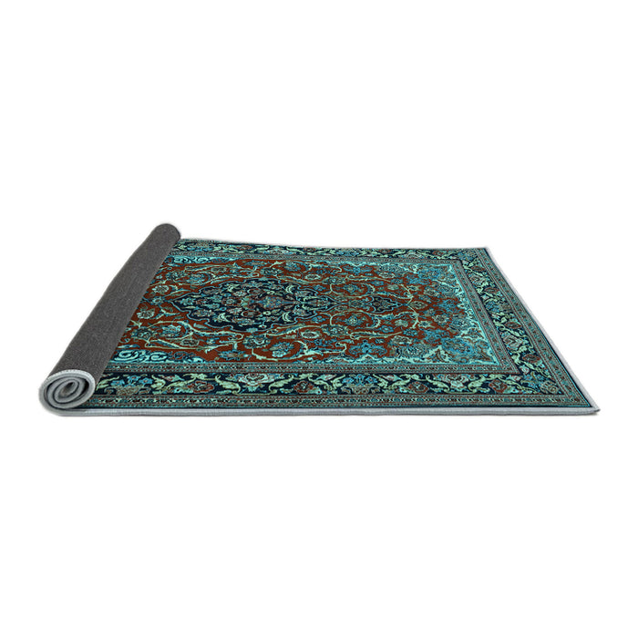 Sideview of Medallion Light Blue Traditional Rug, tr2199lblu