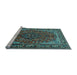 Sideview of Machine Washable Medallion Light Blue Traditional Rug, wshtr2199lblu