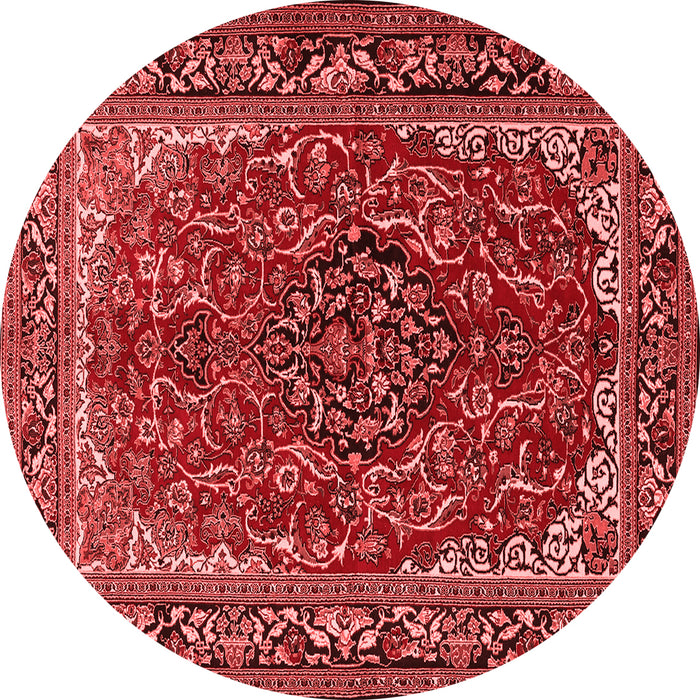 Machine Washable Medallion Red Traditional Rug, wshtr2199red