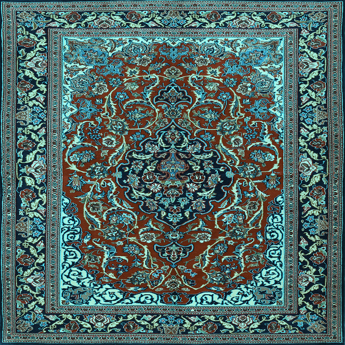 Square Medallion Light Blue Traditional Rug, tr2199lblu