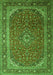 Serging Thickness of Machine Washable Medallion Green Traditional Area Rugs, wshtr219grn