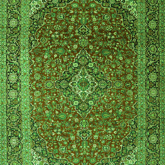 Serging Thickness of Machine Washable Medallion Green Traditional Area Rugs, wshtr219grn