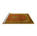 Sideview of Machine Washable Medallion Yellow Traditional Rug, wshtr219yw