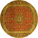 Round Medallion Yellow Traditional Rug, tr219yw