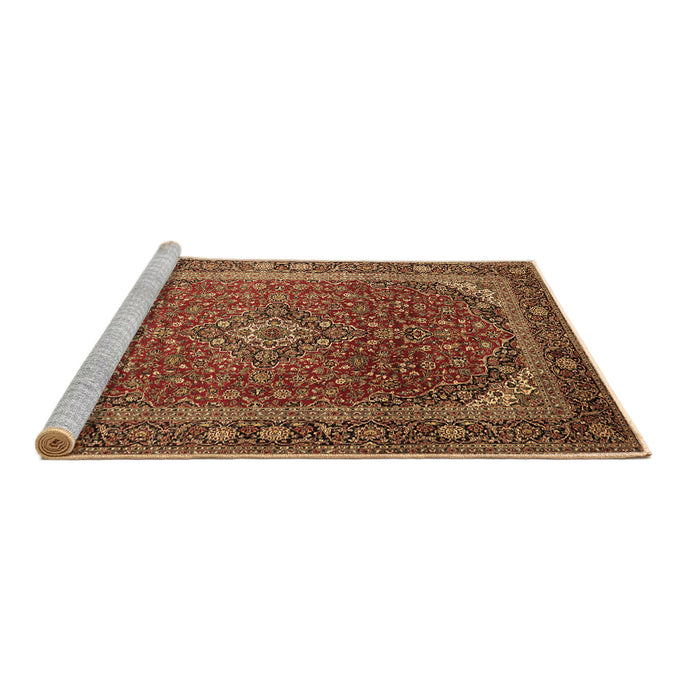 Sideview of Machine Washable Medallion Brown Traditional Rug, wshtr219brn