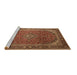 Sideview of Machine Washable Medallion Brown Traditional Rug, wshtr219brn