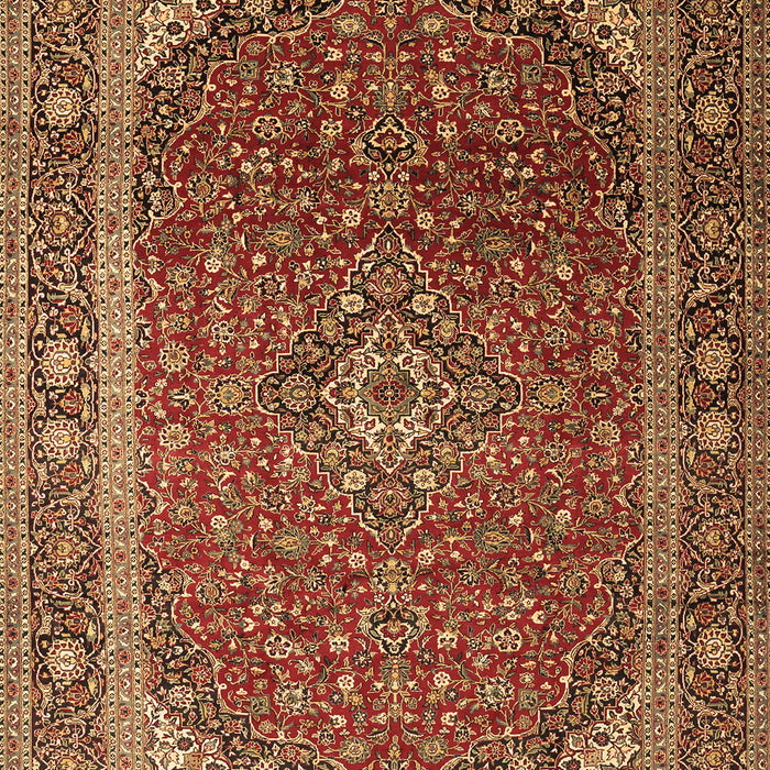 Machine Washable Medallion Brown Traditional Rug, wshtr219brn