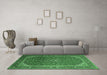 Machine Washable Medallion Emerald Green Traditional Area Rugs in a Living Room,, wshtr219emgrn