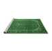 Sideview of Machine Washable Medallion Emerald Green Traditional Area Rugs, wshtr219emgrn